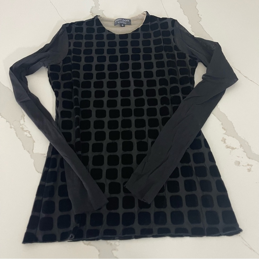 Petit Poi’s Black Sheer Long Sleeve double layer body size small